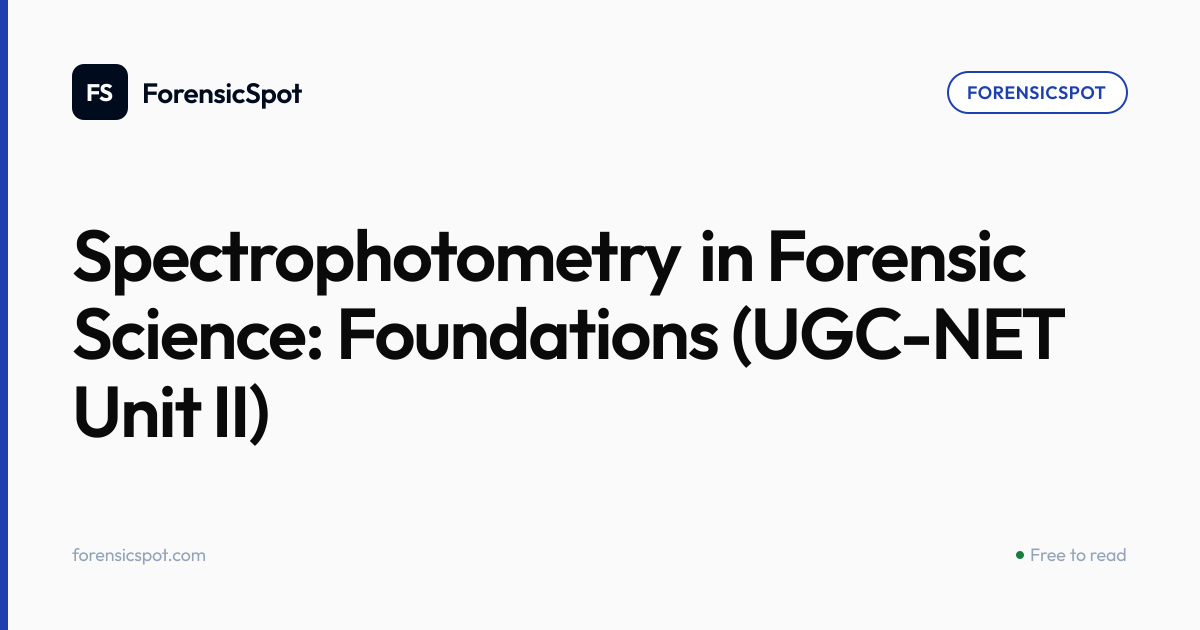 Spectrophotometry in Forensic Science: Foundations (UGC-NET Unit II ...