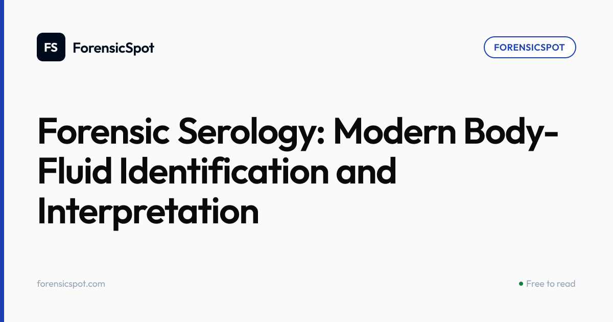Forensic Serology: Modern Body-Fluid Identification and Interpretation ...