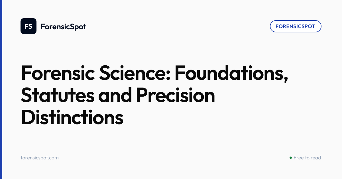 Forensic Science: Foundations, Statutes and Precision Distinctions ...