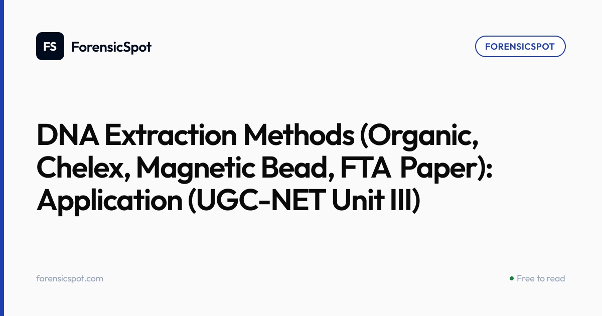 DNA Extraction Methods (Organic, Chelex, Magnetic Bead, FTA Paper ...