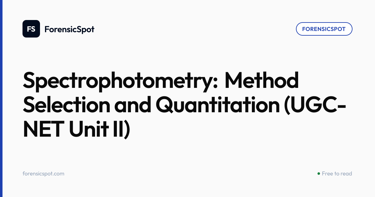 Spectrophotometry: Method Selection and Quantitation (UGC-NET Unit II ...